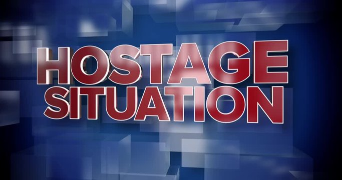 A red and blue dynamic 3D Hostage Situation news title page background animation.	 	