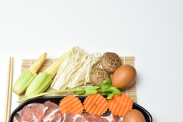 Suki or Shabu is a very popular food on a white background. Restaurant business ideas