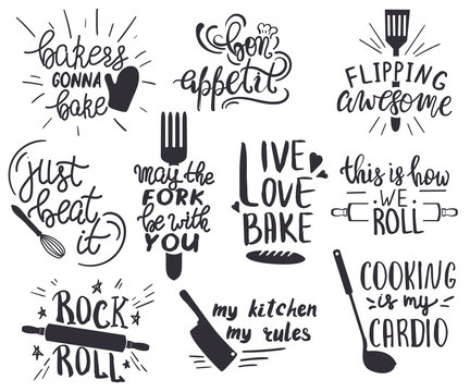 Baking Print Set Funny Kitchen Print Set Kitchen Puns 