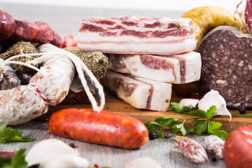 a lot of Fresh smoked sausages