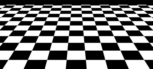 Optical illusion. Abstract 3d black and white background. Chess board.