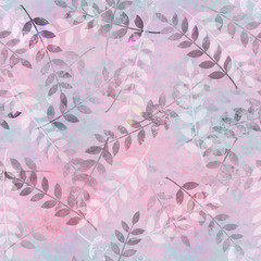 Abstract botanical illustration. Leaves and branches seamless pattern. For wallpaper, fabrics, textile design.