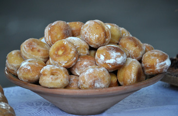 Donuts in a ceramic bowl