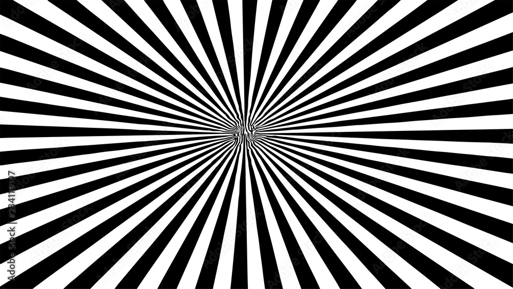 Poster optical illusion. deception. abstract futuristic background from black and white stripes. vector.