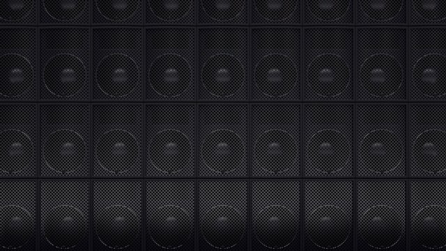 Wall of black speakers. Rave sound.