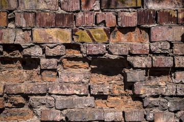 The texture of an old brick wall