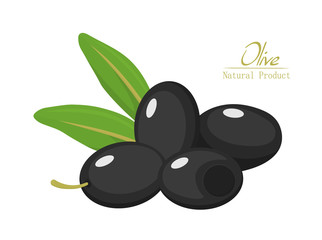 Black olives with leaves.Organic healthy food, vegetarian food