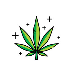 Cannabis leaf line icon. Marijuana symbol. Hemp plant sign. Vector illustration.
