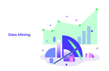Data mining concept. Web banner flat vector illustration.