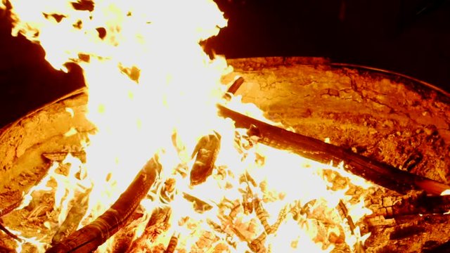 Close up shot of fire sizzling