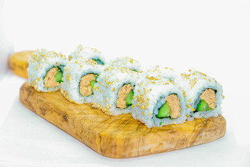 Home made fresh sushi on a plate