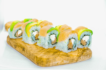 Home made fresh sushi on a plate