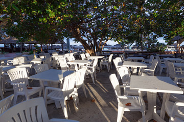cafe with white tables