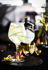 tonic gin with fresh cucumber & rosemarie spicy