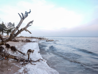 Cape Kolka beach in Latvia during winter time