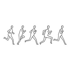 People various running position on white Icon set.