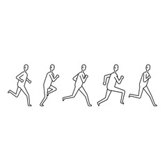 People various running position on white Icon set.