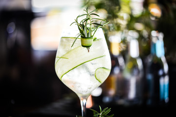 tonic gin with fresh cucumber & rosemarie spicy