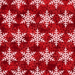 Naklejka na ściany i meble Snowflake seamless pattern. Red Snow background. Abstract wallpaper, wrapping