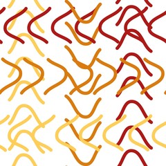 Colored checkmarks randomly located on a white background. Scandinavian style. Seamless pattern. Vector illustration. Background for various design.