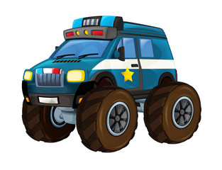 cartoon police car on white background illustration for children