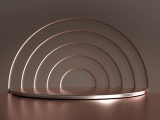 Obraz premium Beautiful, elegant background with a pedestal and a showcase. 3d illustration, 3d ..rendering.