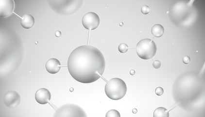 3d molecules vector design. Science abstract background with molecular structure. Atoms model illustration, scientific banner for medicine, biology, chemistry or physics template
