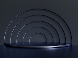 Obraz premium Beautiful, elegant background with a pedestal and a showcase. 3d illustration, 3d ..rendering.