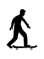 silhouette skate design cool text brett skater skateboard fahren sport hobby spaß rollen unterwegs tricks stunts schnell clipart