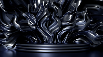 Obraz premium Beautiful, elegant background with a pedestal and a showcase. 3d illustration, 3d ..rendering.