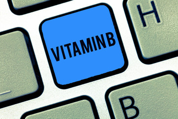 Word writing text Vitamin B. Business concept for Nutrient that helps keep the body nerve and blood cells healthy.