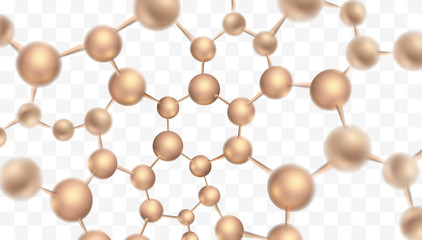 3d molecules vector design. Science abstract background with molecular structure. Atoms model illustration, scientific banner for medicine, biology, chemistry or physics template