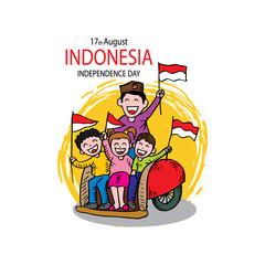 Indonesia independence day, 17th August. Greeting card.