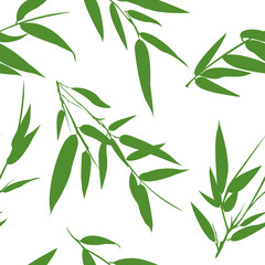 Bamboo green branches seamless background. Vector illustration.