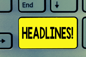 Fototapeta premium Word writing text Headlines. Business concept for Heading at the top of an article page in a newspaper or magazine.