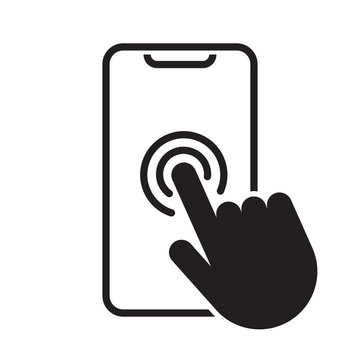 Smartphone screen with hand, Touch screen icon