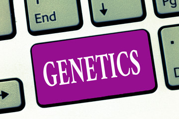 Handwriting text writing Genetics. Concept meaning study of heredity and the variation of inherited...