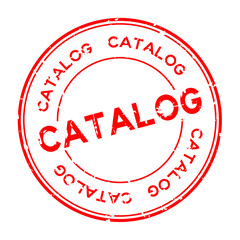 Grunge red catalog word round rubber seal business stamp on white background
