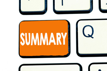 Word writing text Summary. Business concept for Brief Statement Abstract Synopsis Concise...