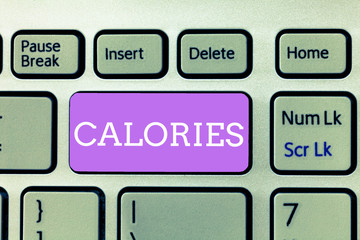 Writing note showing Calories. Business photo showcasing Energy released by food as it is digested...
