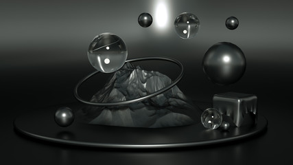 Beautiful, elegant background with a pedestal and a showcase. 3d illustration, 3d ..rendering.