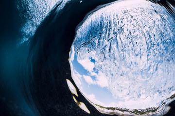 Breaking wave in underwater. Ocean element in underwater