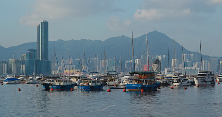 Fototapeta na wymiar Hong Kong harbor, typhoon shelter
