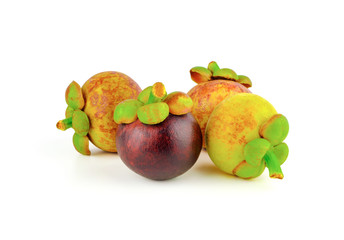 group of mangosteen on white background