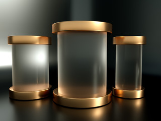 Beautiful, elegant background with a pedestal and a showcase. 3d illustration, 3d ..rendering.