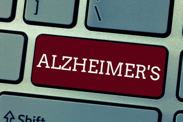 Conceptual hand writing showing Alzheimer s is. Business photo showcasing Progressive mental deterioration that can occur in middle age.