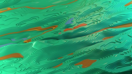 Fototapeta na wymiar 3d rendering abstract minimalism Arizona canyons earth coloured analogous hue schemes complementary colours graphics design resource crazy wacky bizarre waves vibrations, flat, green,
