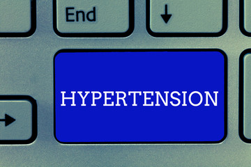 Handwriting text Hypertension. Concept meaning Medical condition in which blood pressure is extremely high.