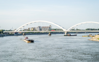 Fototapeta premium Tanker on the Danube River in Novi Sad