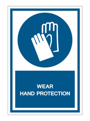 Wear Hand Protection Symbol Sign Isolate On White Background,Vector Illustration EPS.10